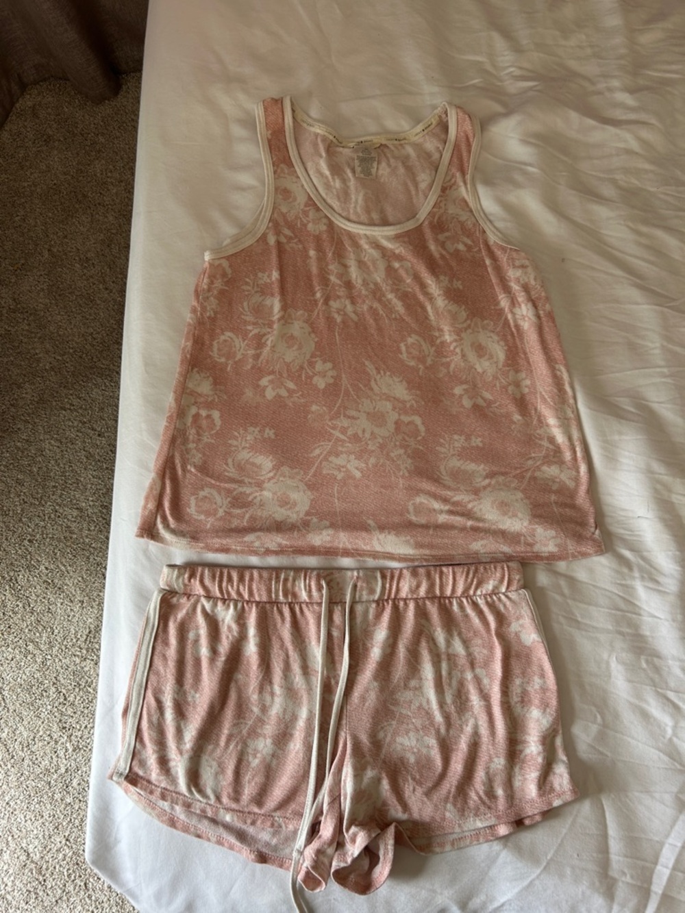 Lucky Brand Pale Pink Floral Tank & Short PJ Set